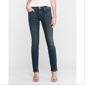 Express Midrise Skinny Dark Stone Washed Jeans